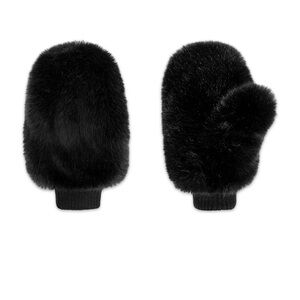 Faux Fur Black Mittens